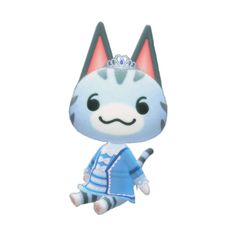 an animal toy with a tiara on it's head and wearing a blue dress