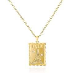 PRICES MAY VARY. ♥GOLD EIFFEL TOWER PENDANT NECKLACE♥This gold Eiffel Tower rectangular pendant necklace is an exquisite French-style accessory. The pendant is in the shape of a rectangular stamp, with a beautifully engraved Eiffel Tower pattern and embellished with sparkling rhinestones. The Paris charm necklace is made of 14K gold-plated alloy, with a lustrous finish and outstanding texture. ♥GOLD RECTANGLE CHARM NECKLACE♥The Eiffel Tower pendant necklace is suitable for various occasions, whe Eiffel Tower Gold Necklace, Map Pendant, Coin Pendant Necklace, Coin Pendant, Trendy Jewelry, Gold Pendant Necklace, French Style, Necklace For Women, Initial Necklace