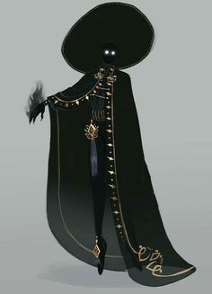 a black and gold costume is shown in this image