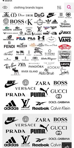 many different types of logos are shown in this graphic style, including one for each brand