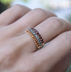 Ring Stacks, Purple Jewelry, Necklace Diamond, Half Eternity Ring, Couple Wedding, Garnet Ring, Finger Rings, Stackable Ring, 14k White Gold Ring