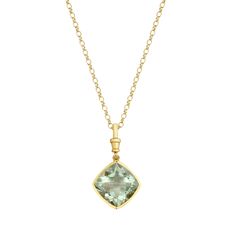 Elevate a simple chic look or add that final touch to bring together a vibrant outfit with this serene green quartz pendant. The pastel tone makes this gem easy to wear throughout the year, no matter the season. Complement it with the matching ring or earrings for a more striking pairing. Gemstone Green Quartz Weight 6.80ct Material 9ct Yellow Gold Chain 9ct Yellow Gold, 18" Belcher Chain (other chains available separately) Variants 9ct Yellow Gold with Semi-precious, Coloured Stones 9ct White G Semi Precious Stone Necklace, Modern Green Amethyst Jewelry, Elegant Light Green Necklace For Gift, Belcher Chain, Matching Ring, Sky Blue Topaz, Simple Chic, Green Quartz, Matching Rings