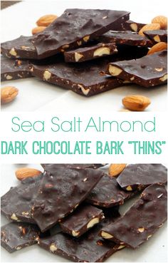 sea salt almond dark chocolate bark thins are the perfect treat for any holiday gathering