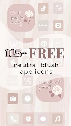 blush pink aesthetic app icons. free neutral app icons. soft feminine aesthetic. soft neutral phone wallpaper Blush App Icons, Widgets Neutral, Motivational Widgets, App Icon Prime Video, Blush Pink Aesthetic, Free App Icons, Blush Aesthetic, App Aesthetic