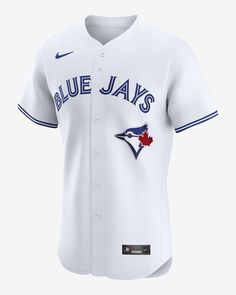 Featuring the official on-field design of your favorite MLB squad, this Toronto Blue Jays Jersey delivers an authentic look with premium team details. The sweat-wicking, stretch mesh fabric helps provide a breathable, comfortable feel on game day. Shown: White Style: 90B0TOHOTOR-00Z Nike White Baseball Jersey For Game Day, Nike White Baseball Jersey With Team Logo, Nike Collegiate White Baseball Jersey, Nike White Collegiate Baseball Jersey, White Nike Baseball Jersey For Sports Season, Nike White Baseball Jersey For Sports Season, Nike White Baseball Jersey For Sports, White Nike Baseball Jersey, Blue Jays Jersey