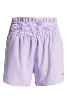 Gear up for your run with these lightweight high-waisted shorts constructed from moisture-wicking fabric and designed with brief lining for extra support. 3" inseam; 26" leg opening; 13 1/2" front rise; 17" back rise (size Medium) Elastic waist Side-seam pockets Dri-FIT moisture-wicking technology Brief liner 100% polyester Machine wash, tumble dry Imported Nike High-waisted Workout Shorts, Nylon High-waisted Athletic Shorts, Sportswear High-waisted Nylon Athletic Shorts, High-waisted Nylon Athletic Shorts, Nike Sporty High-waisted Athletic Shorts, Nike Gym Shorts With Elastic Waistband, High-waisted Athletic Shorts With Elastic Waistband For Running, Nike Athletic Nylon Shorts With Elastic Waistband, Go-dry Nylon High-waisted Athletic Shorts