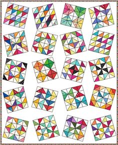 an image of many different colored squares in the shape of hexagons on a white background