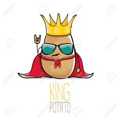 a potato wearing a crown and sunglasses with the words king potato on it