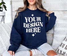 Navy Crewneck, Navy Sweatshirt, Sweatshirt Mockup, Real Model, Navy Sweater, Navy Sweaters, High Resolution Images, Crewneck Sweater, Design Style