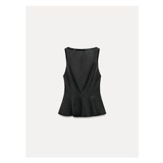 Sleeveless fitted top with round neckline. Matching interior lining. Flounced hem. Hidden zip closure at side. 2024 Wishlist, Waistcoat Dress, Round Neck Top, Leather Shirt, Fitted Top, Round Neck Tops, Knitwear Cardigan, Dress With Cardigan, Ruffle Top