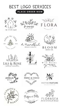 If you need a logo then visit us, we fulfill the queries regarding botanical and floral logos. Logo Design Concepts, Modern Logos Minimalist, Floral Design Logos, Boho Floral Design, Floral Shop Logo Design, Handcraft Logo Design, Homestead Logo Design, Medspa Logo Design, Crafting Logo Ideas