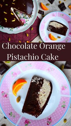 A soft rich dark chocolate pistachio cake topped with fresh orange cream and coated in a chocolate and honey icing Orange Pistachio Cake, Chocolate Pistachio Cake, Honey Icing, Dark Chocolate Pistachio, Orange Pistachio, Pistachio Cake Recipe, Chocolate Pistachio