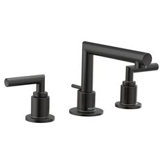 two black faucets are shown on a white background