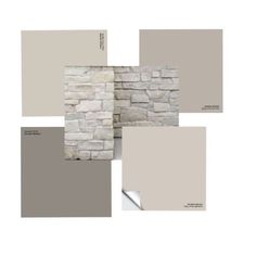 several different shades of gray and white with the same brick wall in the middle, one is