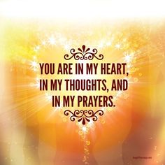 the words you are in my heart, in my thoughts, and in my prayer