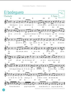 sheet music with the words el bodequero