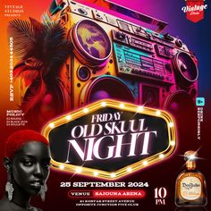 the flyer for friday old skul night