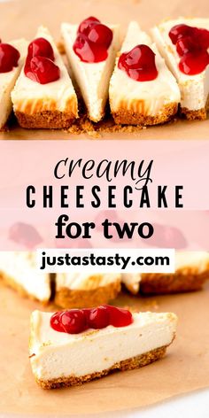 creamy cheesecake for two is an easy dessert recipe that's ready to be eaten