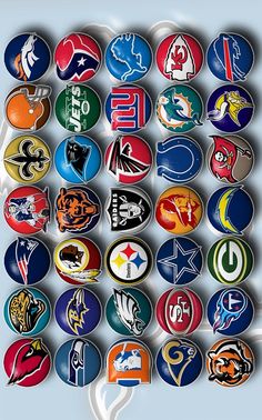 a bunch of different sports logos are shown in this graphic art work, which depicts the nfl's most famous teams