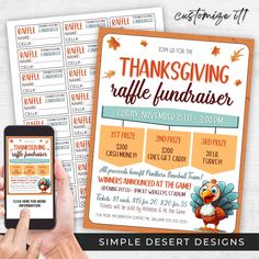 fun custom thanksgiving raffle fundraiser flyer with raffle ticket template Raffle Fundraiser, Raffle Flyer, Fundraiser Raffle, Colorful Turkey, Fundraiser Event, School Pto, Frozen Turkey, Raffle Prizes, Desert Design