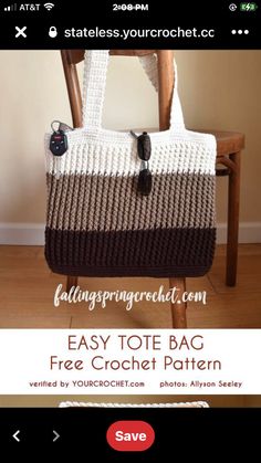 an easy tote bag with free crochet pattern