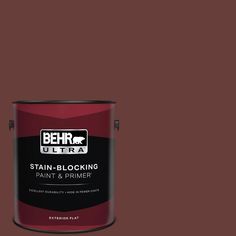 the behr ultra stain blocking paint and primer is shown in dark brown, which has