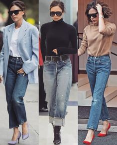 Victoria Beckham Outfits 2023, Slouch Jeans Outfit, Cuffed Jeans Outfit 2023, Victoria Beckham Jeans Outfits, Victoria Beckham Style 2023