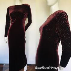 Fabulous original 1980s 90s dress Label: Bernshaw Soft stretch Velvet fabric  Sequin top half Deep plum colour  Long Sleeves  Size, approximately uk size 10 please go by measurements (old size 12) Bust 18 inches flat underarm to underarm  Waist 14 inches flat  Top of the shoulders to hem 57 inches  In great condition no holes stains tears Thank you RetroRoomVintage x Plum Colour, Plum Velvet, Evening Dresses Uk, Dress Label, Deep Plum, 90s Dress, Plum Color, Stretch Velvet, Dresses Uk