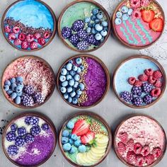 six bowls filled with different types of food