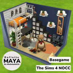 the sims 4 nocc is designed to look like a dollhouse with a teddy bear in it