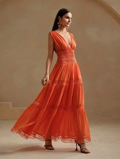 Elegant White Dress, Evening Gowns Elegant, Cocktail Parties, Dress Orange, Party Dresses For Women, Sheer Fabrics