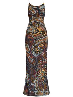 brown/multicolor floral print spaghetti straps round neck side zip fastening Uzun Boy, Freakum Dress, Cami Dresses, Strappy Dress, City Dress, Dress Inspo, Strappy Dresses, Paisley Dress, Dolce E Gabbana