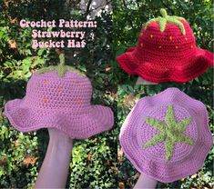 crochet pattern strawberries bucket hat