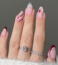 Cowboy Nails, Pastel Nails Designs, Red Acrylic Nails, Fancy Nails Designs, Glamour Nails, Simple Gel Nails, Soft Nails, Sparkle Nails