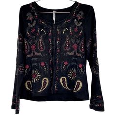 Monoreno Black Faux Suede Multicolor Embroidered Open Front Jacket Nwt. New With Tag. Faux Suede Multicolor Embroidery Detail Top Closure Size: Small Approximate Measurements: Pit To Pit: 18” Length: 22” Black Embroidered Long Sleeve Cardigan, Black Embroidered Cardigan For Fall, Embroidered Black Cardigan For Fall, Black Long Sleeve Outerwear With Floral Embroidery, Fitted Tops With Multicolor Embroidery For Fall, Casual Embroidered Black Cardigan, Casual Black Embroidered Cardigan, Black Cardigan With Floral Embroidery, Spring Multicolor Embroidered Long Sleeve Cardigan