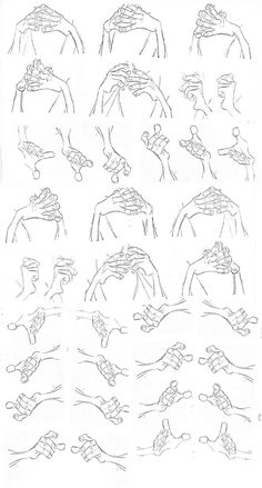 a drawing of hands and feet in various positions