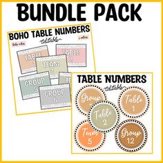 the table numbers bundle includes two tables for each group