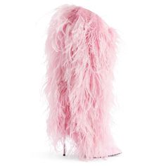 XYLIA Pink Knee High Boots, Party Boots, Feather Heels, Fur Decor, Pointed Toe Boots, High Heels Stilettos, High Heel Boots, Pink Leather, Womens High Heels