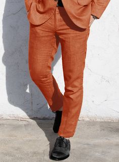 Dress up your little prince in our Solbiati Art Du Lin Dark Orange Linen Pants, which bring a luxurious look to his outfit with ultimate comfort. These exclusive pants offer a new level of luxury and glamor, tailored with premium linen fabric. The authentic, deep, bold orange hue combines timeless style with modern ethics that will make you smile. Dare to be different with this sleek and heritage look. 
 
Look Includes   Solbiati     Art     Du     Lin   Deep Orange   Linen  Fabric  Cross Pocket Luxury Long Summer Pants, Elegant Slim Fit Bottoms For Summer, Slim Fit Linen Straight Pants, Formal Orange Pants For Spring, Orange Formal Bottoms For Spring, Elegant Fitted Orange Pants, Elegant Fitted Orange Bottoms, Formal Orange Trousers, Semi-formal Straight Linen Pants