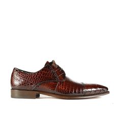 Mezlan 4818-J Men's Shoes Brown Sport Rust Exotic Alligator Skin Cap-Toe Derby Oxfords (MZS3391) Shoes Brown