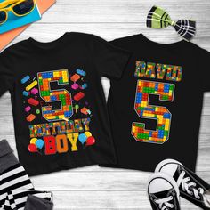 two birthday shirts with the number five on them