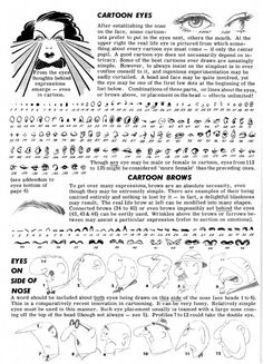 an instruction manual for how to draw cartoon eyes