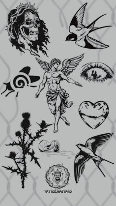 some tattoos that are on the side of a fence