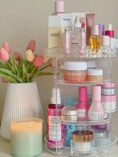 #skincare #selfcare #aestheticstyle #softgirlaesthetic #skincareessentials Vanity Inspo, Room Vanity Ideas, Wellness Candles, Picture Organization, Pink Vanity, Skincare Selfcare, Tanning Products, Candle Aesthetic