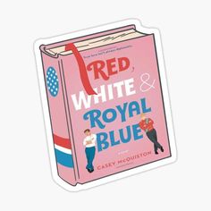 the red, white and royal blue book sticker