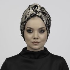 This handmade sequin turban is lined with soft jersey fabric, ensuring it is comfortable and non-irritating to wear. The stretchy material makes it suitable for almost all head sizes. It is a perfect accessory to complement your outfit for elegant events and special occasions. Additionally, it serves as an alternative product for hijab. Available in various colors.    Enjoy your twisted design. Don't hesitate to ask us for more colors and details.  ORDERING → Please pick your TURBAN color / style → Add to cart OUR READY TO WEAR TURBANS → All HANDMADE → REVERSIBLE / DOUBLE SIDED use → Comfortable for everyday use → UNIQUE, COLORFUL and STYLISH headwraps → You can cover your hair completely or use as fashion accessory → Easy to use and ready to wear thanks to the PRE TIED twisted knot design Alopecia Headwear, Mode Turban, Turbans, Stretchy Material, Head Scarf, Hair Accessories Headbands, Head Wraps, Jersey Fabric, Special Occasion