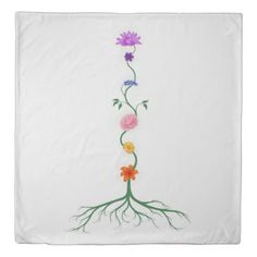 a towel with flowers and roots on it