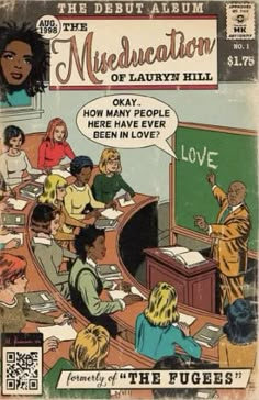 an old comic book cover with people in the classroom