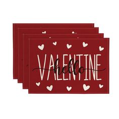 three valentine's day placemats with hearts and the wordvalent on them