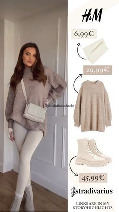 Beige Top Outfit Winter, H&m Winter Outfits 2023, Zara Winter Outfit 2023, Styling Knitted Sweater, Zara Outfit 2024 Winter, Zara 2024 Winter, H&m Fits, Zara Outfit 2023 Autumn, Zara Outfit 2023 Winter